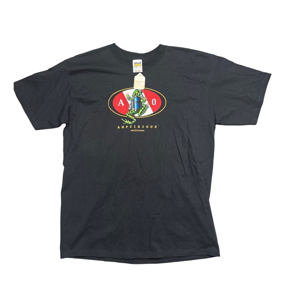 Vintage 2002 Amphibious Outfitters Fortune Favors Brave Scuba Frog T-Shirt L